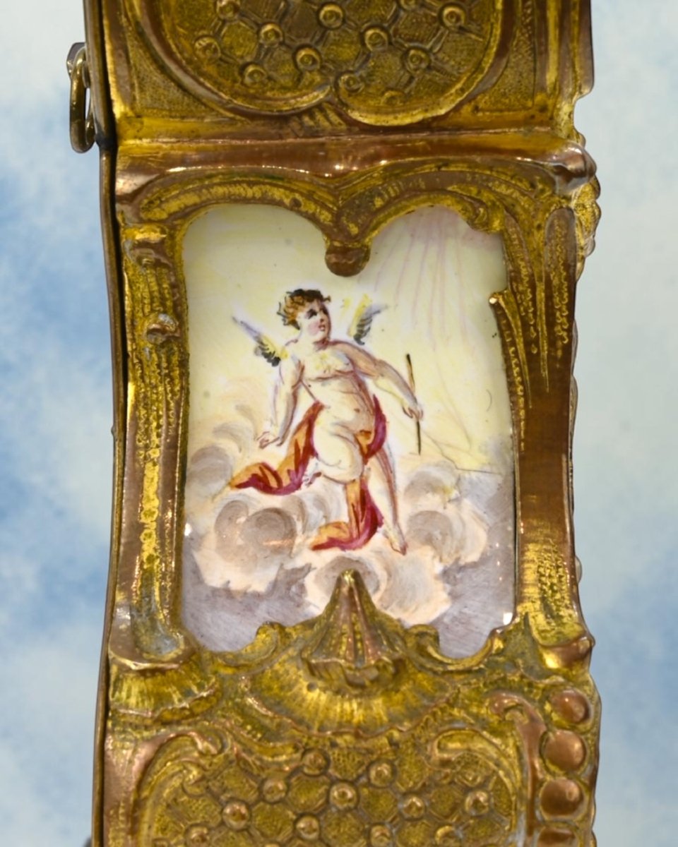 Gilded Bronze Table Clock With Enamels - Vienna, 19th Century-photo-4